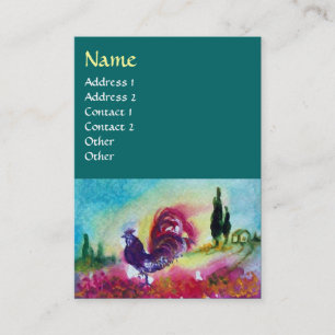 Cartão De Visita FLORES E ROOSTER NEGRO, Verde Azul