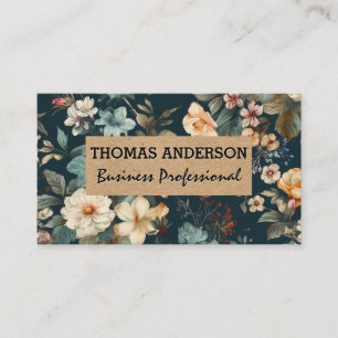 Cartão De Visita Flores Elegantes Clássico