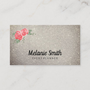 Cartão De Visita Flores Elegantes e Glitter