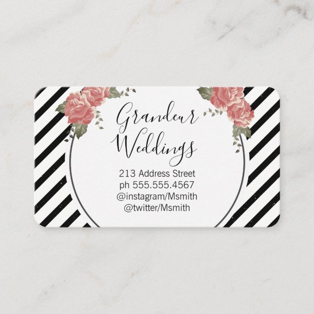 Cartão De Visita Flores Elegantes / Vintage (Frente)