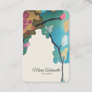 Cartão De Visita Flores em Watercolor PAPER & SIZE OPTIONS - Euro