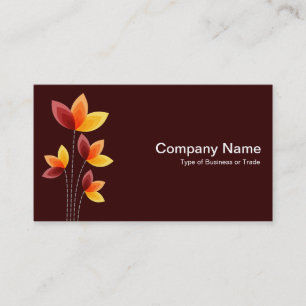 Cartão De Visita Flores Estilizadas - Branco sobre Castanho Escuro