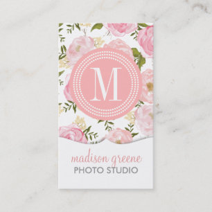 Cartão De Visita Flores femininos do pêssego coral floral do