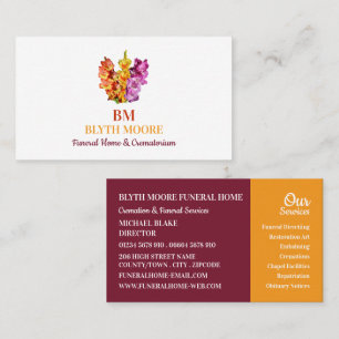 Cartão De Visita Flores Gladiolus, Casa Funerária, Diretores
