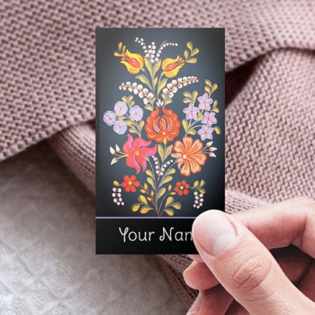 Cartão De Visita flores húngaras - cores vibrantes (Criador carregado)