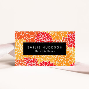 Cartão De Visita Flores Laranja Dahlia, Florificação, Compro Flor