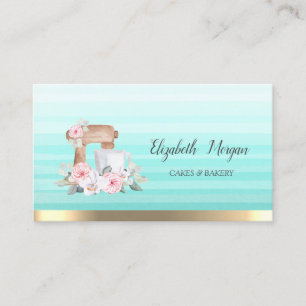 Cartão De Visita Flores Listradas Ombre Chic Mixer Padaria