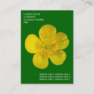 Cartão De Visita Flores Mínimas - Botão-de-ouro - Verde Grama Escur