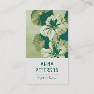 Cartão De Visita Flores Orgânicas Verdes Elegantes Modernas Vintag