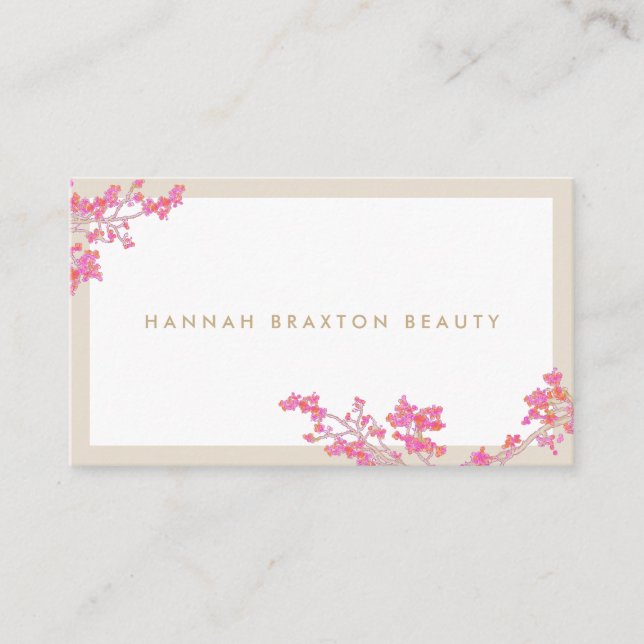 Cartão De Visita Flores Rosa Elegantes Bela Arte Floral Salão (Frente)
