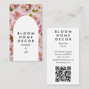 Cartão De Visita Flores Rosa Exclusivas Arco de Código QR Fotografi