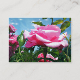 Cartão De Visita Flores rosas rosa-belas, de perfil azul-céu