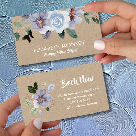 Cartão De Visita Flores Roxas Cabelo Salão Maquiagem