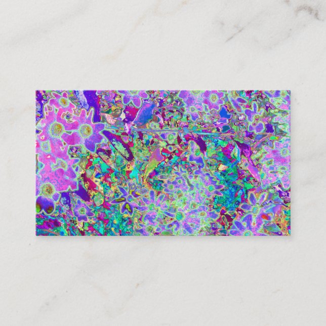 Cartão De Visita Flores roxas e cor-de-Abstrato Trippy (Frente)