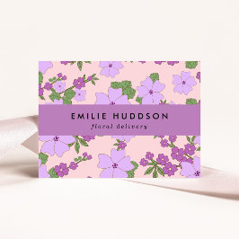 Cartão De Visita Flores Roxas, Verde, Florista, Compro Flor