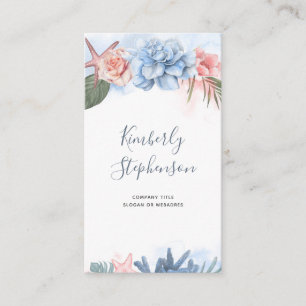 Cartão De Visita Flores Tropicais de Praia e Palma de Coral de Star