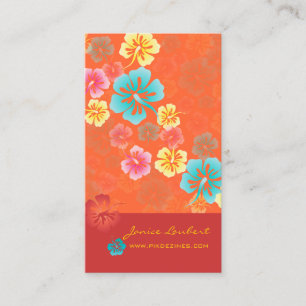 CARTÃO DE VISITA FLORES TROPICAIS RETRO NEGRITOS, HIBISCUS