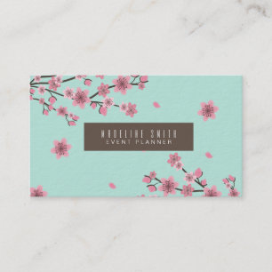 Cartão De Visita Floresta de Cereja Blossom Caindo Pétalas Arte Ros