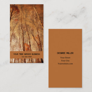Cartão De Visita Floresta Floresta Laranja Marrom Vintage das Árvor