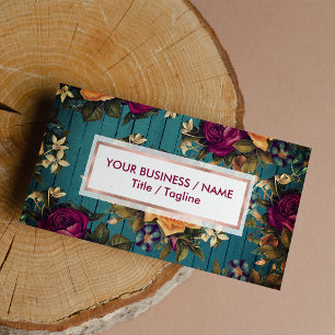 Cartão De Visita Flórida de madeira azul-vinda-azul-marrom-burgundy