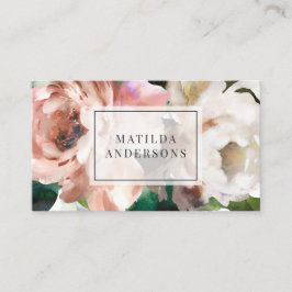 Cartão De Visita Flórida e folhagem elegante de botânica e aquarela
