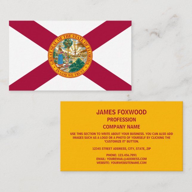 Cartão De Visita Floridian Flag, Flag da Florida (Frente/Verso)