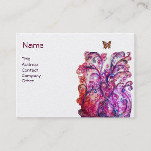 Cartão De Visita FLORIDOS DETALHES CAPRICHOSOS vermelho rosa roxo p