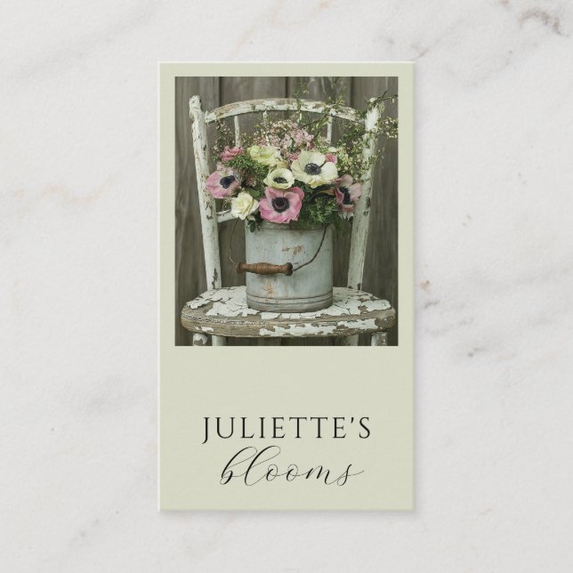 Cartão De Visita Florist Floral Designer Sage Business Card (Frente)