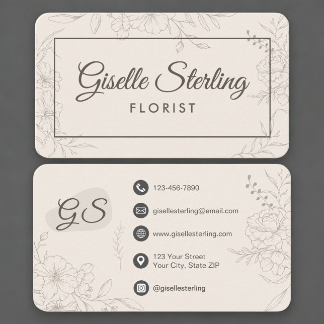 Cartão De Visita Florist Neutral Floral (Criador carregado)