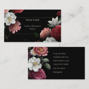 Cartão De Visita Florista Alternativa Gótica de Florais Escuros