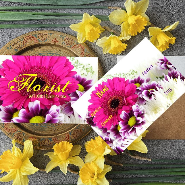 Cartão De Visita Florista - Buquê púrpura III (Step up your Career Image with a stylish and professional Profile Card to beautifully represent you!)