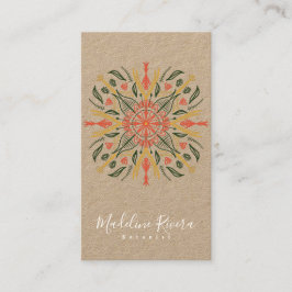Cartão De Visita Florista de Botânica Designer de Mandala de Folhag