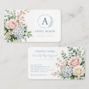 Cartão De Visita Florista de Casamento com Aquarela Elegante