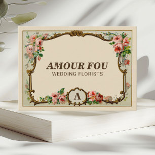 Cartão De Visita Florista de Casamento Monograma Floral Rústico Vin