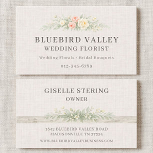 Cartão De Visita Florista de Casamento Shabby Chic Lino País