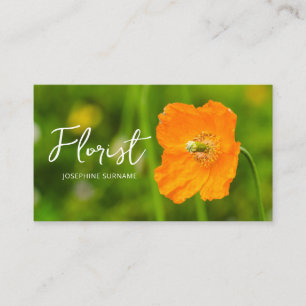 Cartão De Visita Florista de Foto Verde de Verão Flor de Papoula La