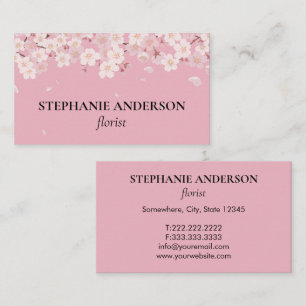 Cartão De Visita Florista Elegante em Aquarela Rosa
