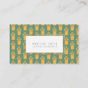 Cartão De Visita Florista Elegante Floral Verde Vintage