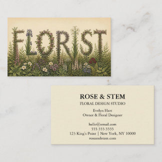 Cartão De Visita FLORISTA Floral Botânico Vintage
