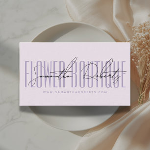 Cartão De Visita Florista moderna boutique de flores lavanda