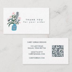 Cartão De Visita FLOWVASE VASE Pedido de Código QR Obrigado Persona
