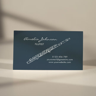 Cartão De Visita Flute Marinho Blue Elegante Professional