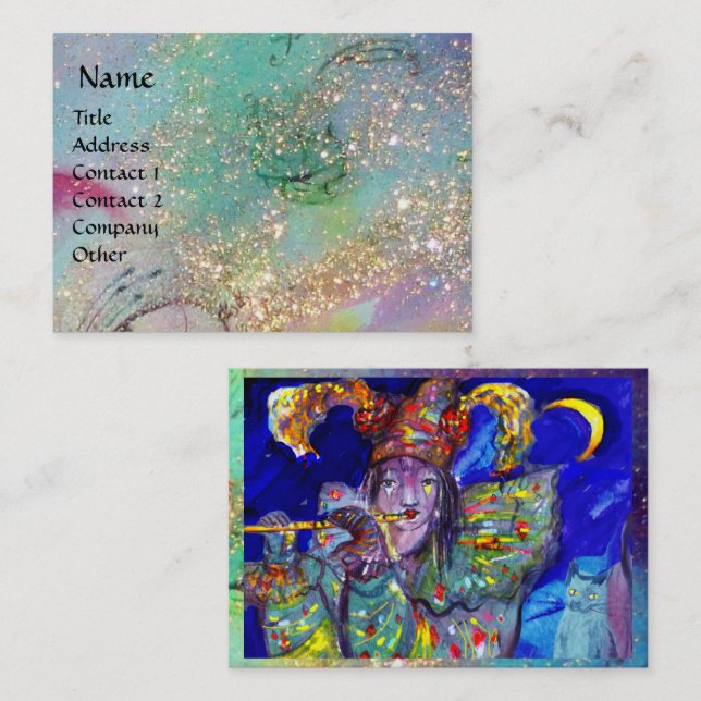 Cartão De Visita FLUTIS EM AZUL/Noite de Carnaval de Veneza (Frente/Verso)