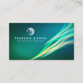 Cartão De Visita Fluxo de luz verde Abstrato de engenharia técnica