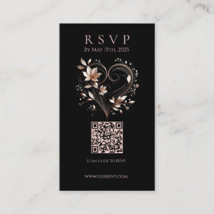 Cartão De Visita Fluxos de código QR de RSVP de Casamento Moderno c