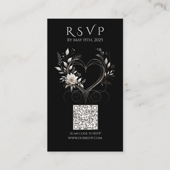 Cartão De Visita Fluxos de código QR de RSVP de Casamento Moderno c (Frente)