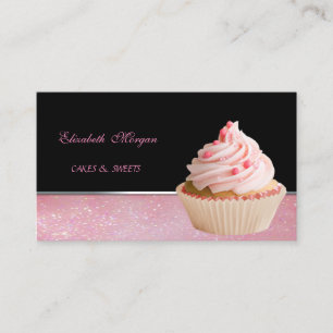 Cartão De Visita Fofa Adorável  Elegante, Padaria de Cupcakes