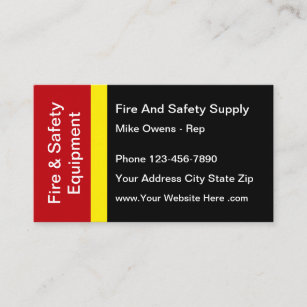 Cartão De Visita Fogo e equipamento de segurança