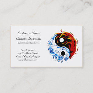Cartão De Visita Fogo legal Yin Yang da água do símbolo do tatuag