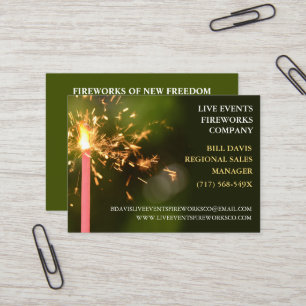Cartão De Visita Fogos de artifícios de vendas da loja Green Sparkl